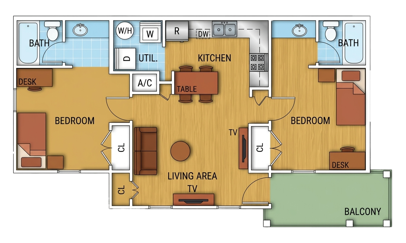 2 Bedroom 2 Bath